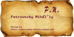 Petrovszky Mihály névjegykártya